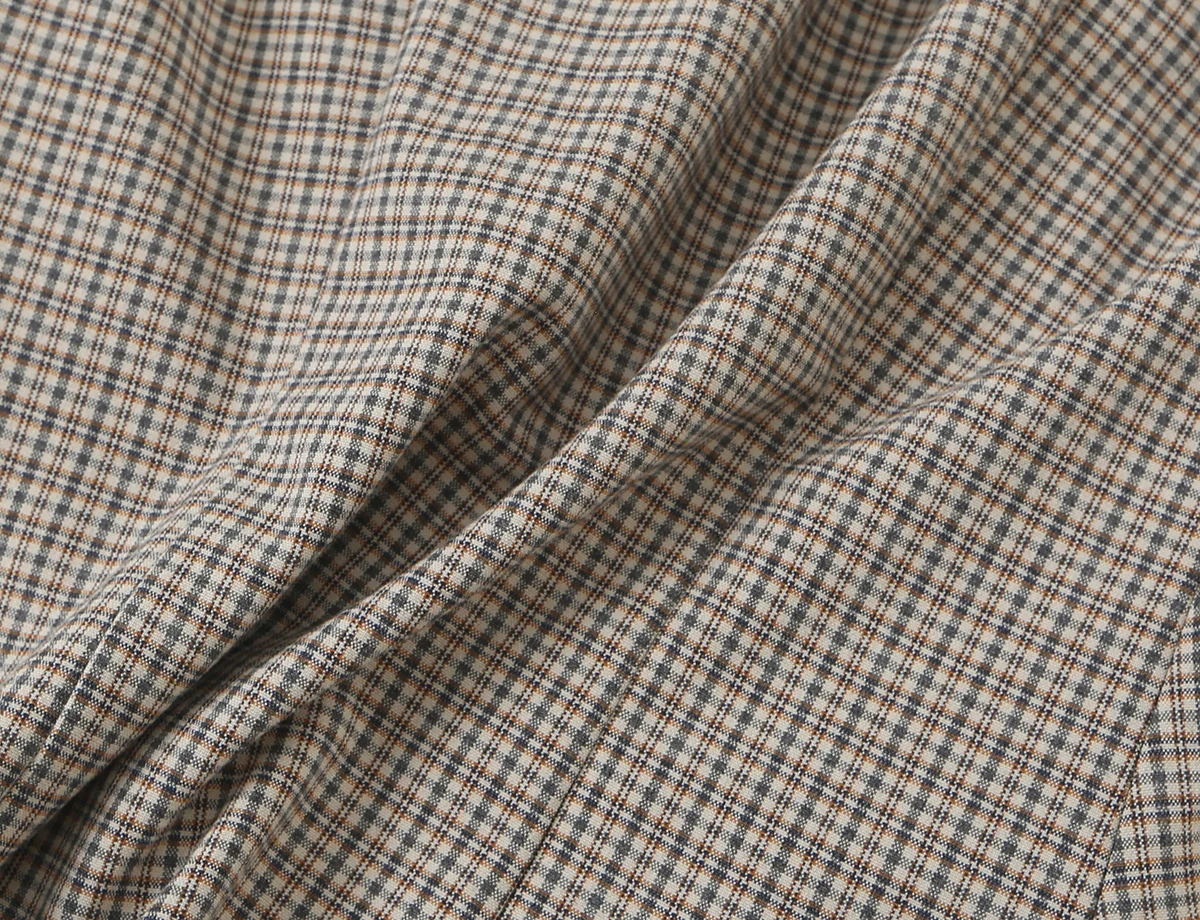BSAY 2026 Neue Retro Preppy-Style Damen Bluse mit Stehkragen, Doppelreihig, Kurzarm, Schmal Geschnitten, Kariert und Gestreift, Arbeitsbluse – Detail 10