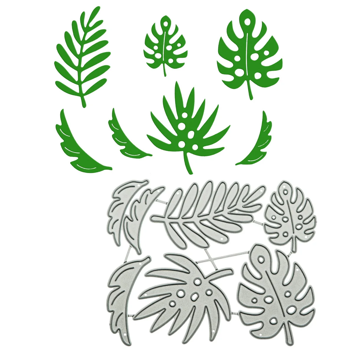 DIY Scrapbooking 6Pcs Set Monstera Leaf Pattern Metal Cutting Dies Clip Art Work Greeting Card Decorating Stencil Cutter Mold