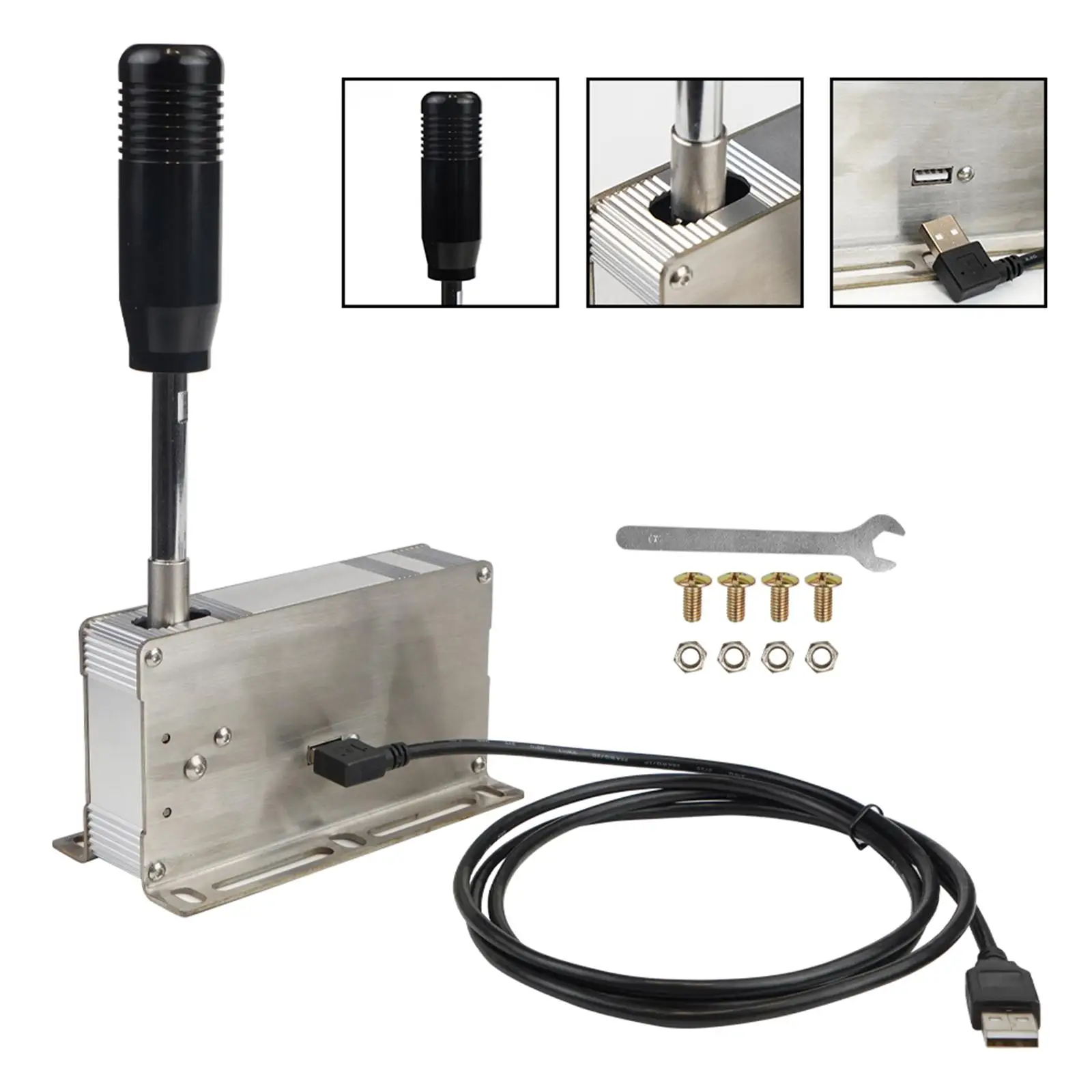 Plug and Play USB Sequential Shifter for PC Sim Racing Metal Handbrake Gear Shifter Compatible with G27 G29 G923 G920 TMX