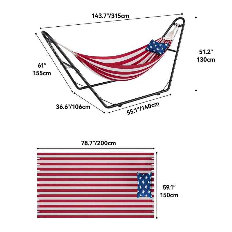 Dextrus Portable Hammock with Stand, Heavy Duty and Waterproof, 12FT, 450lbs Capacity, Red Color, Perfect for Outdoors and Backy