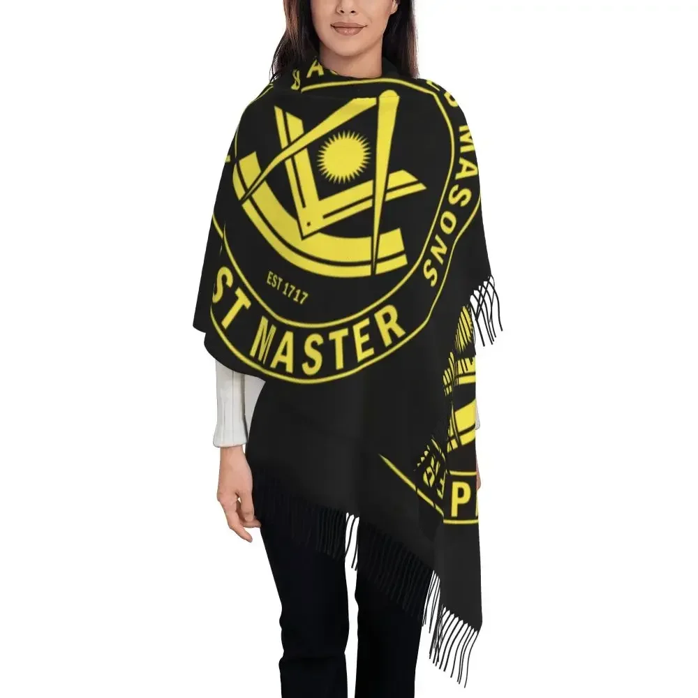 Masonic Freemason Tassel Scarf Women Soft Mason Shawl Wrap Ladies Winter Fall Scarves