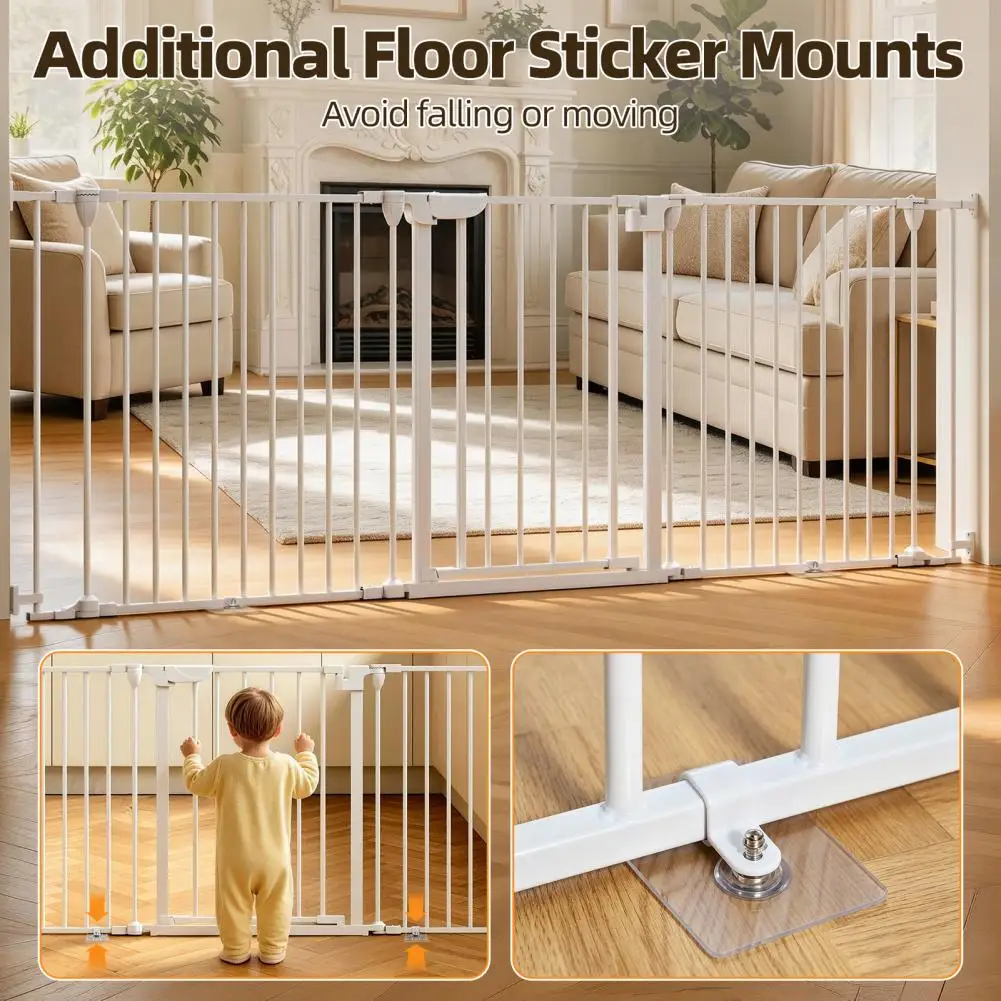 Safety Gate Extra Wide Pet Safety Gate with Auto Door Foldable Baby Fence Barrier for Stairs Doorways Hardware Mounted for Kids