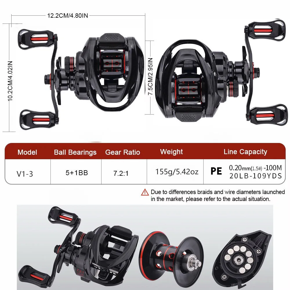Carrete Baitcasting Ligero de Aluminio 8 kg Arrastre – 7.2:1 5+1BB - imagen 4