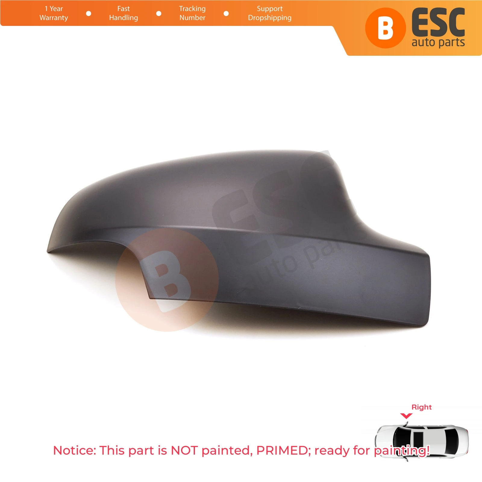 ESC Auto Parts ESP1102-2 Car Side Rearview Wing Mirror Shell Scull Cap Cover Right 963741273R for Renault Symbol 3