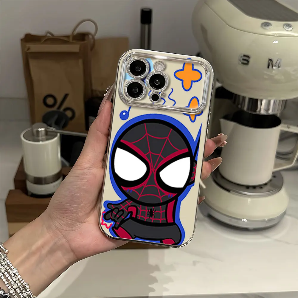 Cartoon Cute Spider Couple Electric Ferry Large Window Phone Case For iPhone 12 11 13 14 15 16 Pro Max Plus Shell