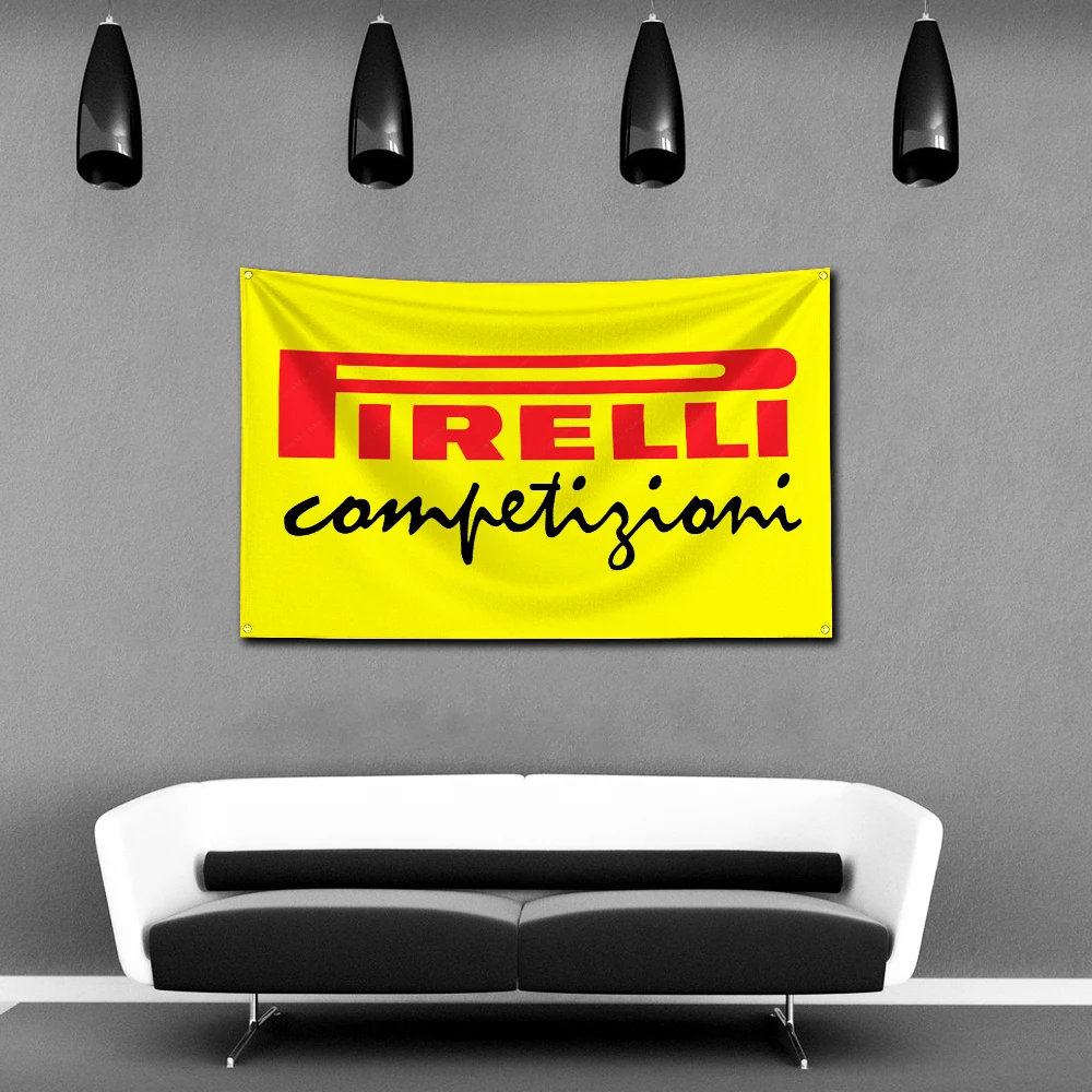 Pirellis Tyres Flag Polyester Digital Printing Banner 4 Sizes for Garage Wall Art Out Door Decoration With Brass Grommets