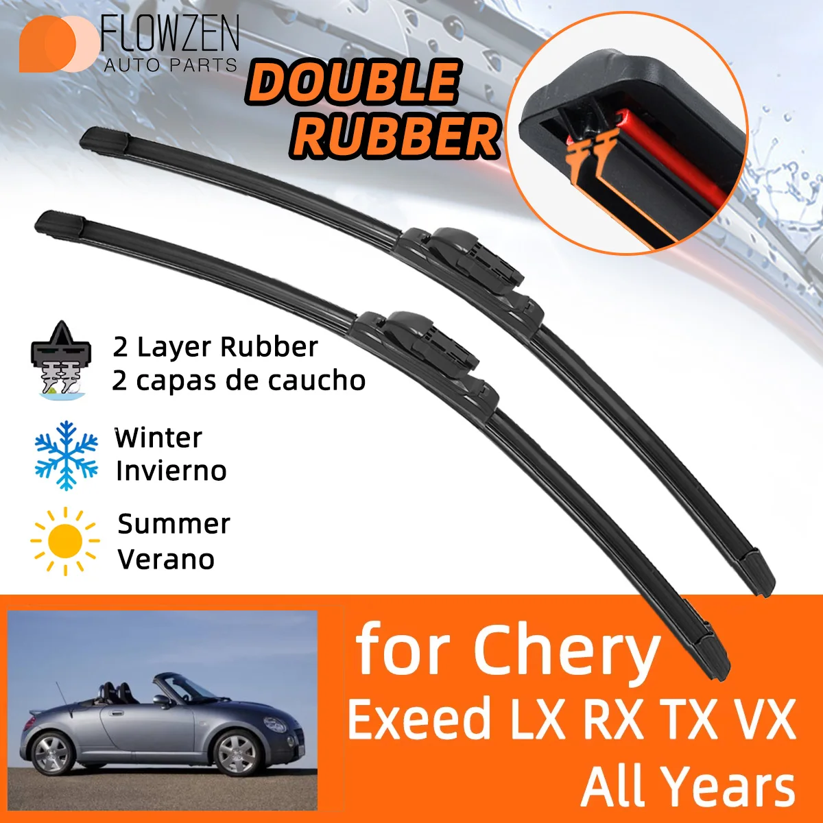 Araba silecek lastikleri Chery Chirey Exeed LX RX TX TXl VX 2019-2024 çift kauçuk cam sileceği araba aksesuarları kış yaz