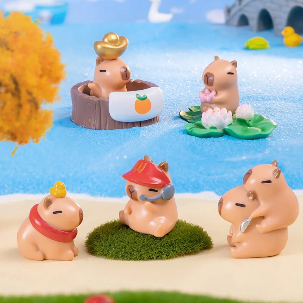 Micro Landscape Mini Capybara Ornament Simulation Model Capybara Figure Toys Figure Mini Capybara Resin Ornaments Children Toys