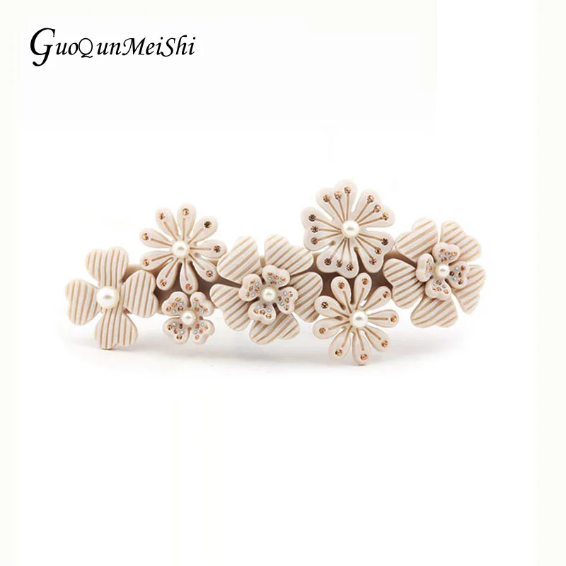 

A Design Flowers Hair Accessory Jewelry Clip Barrette Ornament for Women Girl Pearl Acetate - Tiara for Ponytail Holder