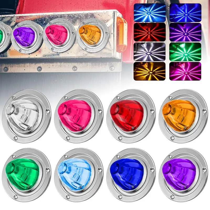 

Universal LED Watermelon Light Bracket Side Marker Turn Signal Lamp Stainless Steel For Kenworth Peterbilt Trailer Truck 12V 24V