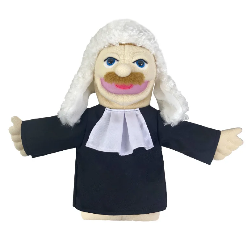 

High Quality Cartoon Professional Hand Puppet Plush Toy Judge Mouth Move