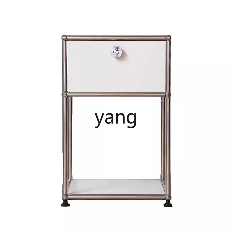 LTT stainless steel bedside table living room home storage simple bedroom bedside table