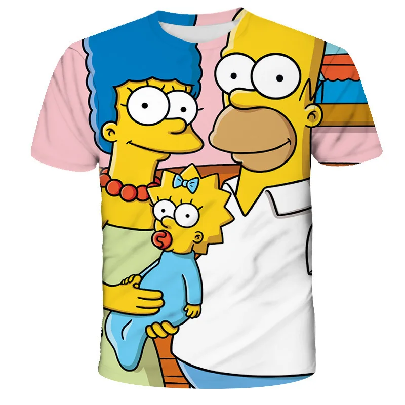 

Disney The Simpsons family Simpsons T-Shirts Cartoon Anime Simpson 3D Print Streetwear Men Women Fashion Oversized Boys Girls