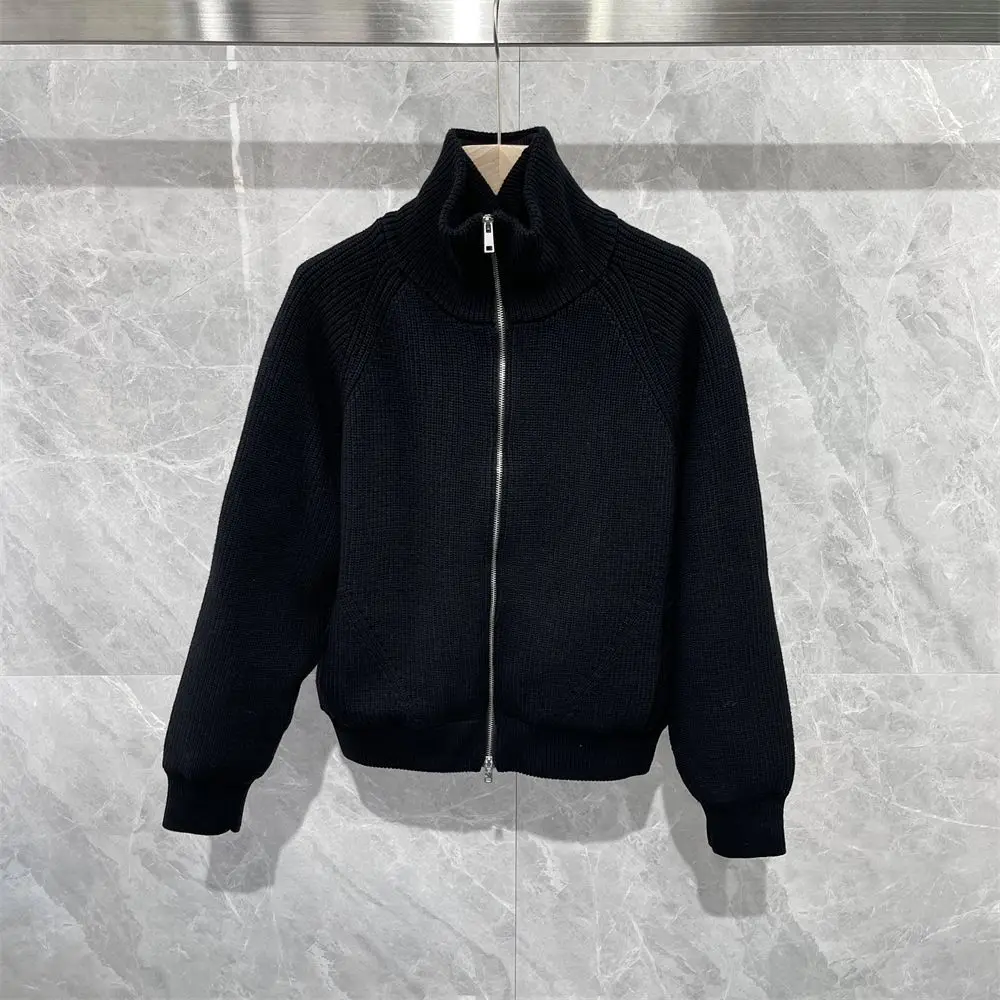 Stand-collar Knitted Cardigan for Men's Autumn and Winter New Youth Zipper Solid Color Versatile Long-sleeved Sweater Jacket