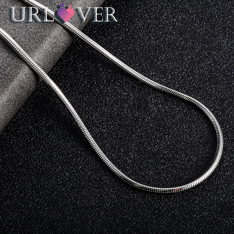 1/2/3mm 925 Sterling Silver Round Snake Chain Necklace Wholesale Men Women's 18K Gold 16-30 inches Long Chains Fashion Jewelry