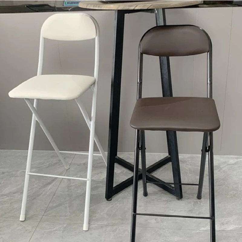 Folding Bar Stools with Back Tall Leather Padded Counter Height Foldable Chairs for Kitchen or Bar Compact Bar Seating