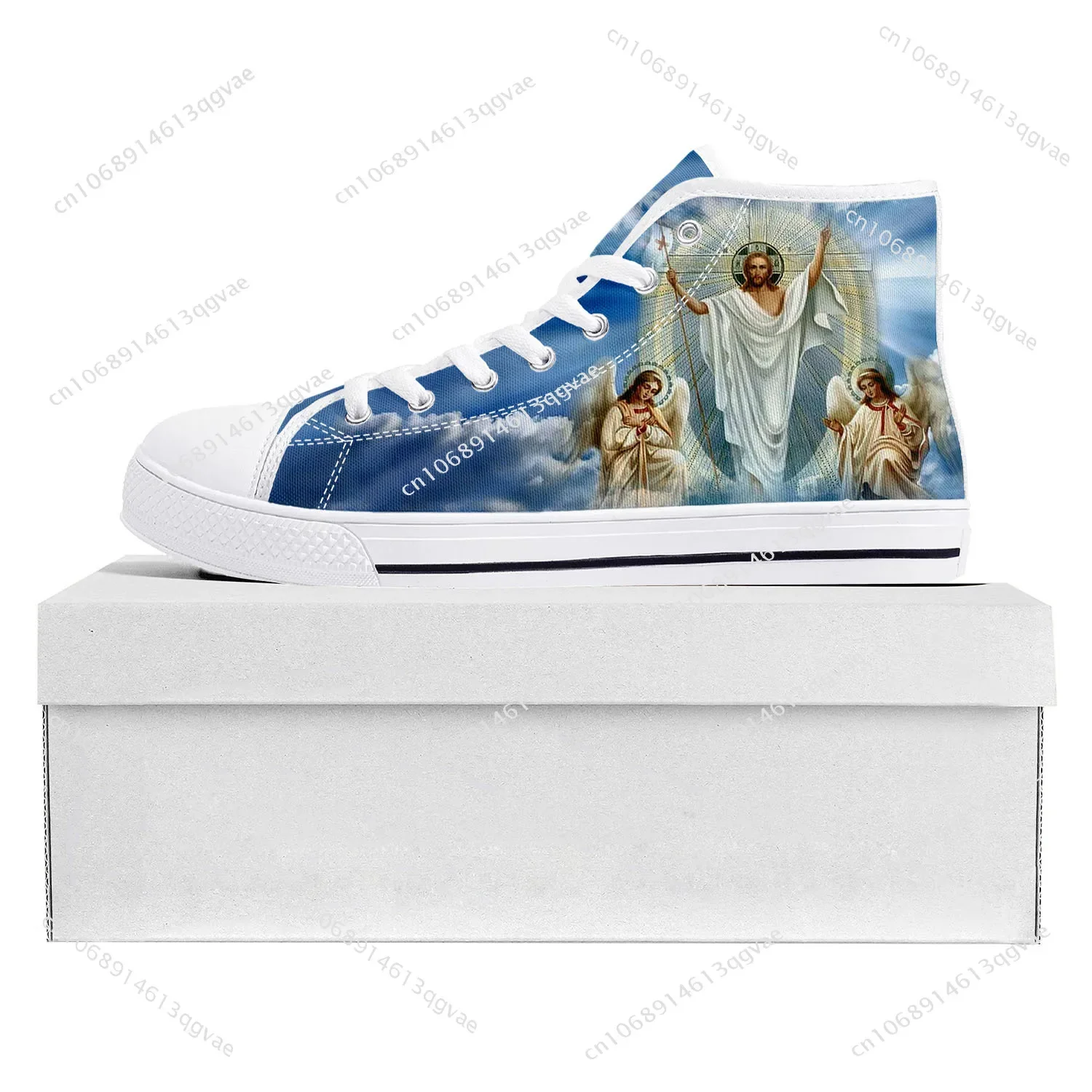 

Angel Art Print High Top High Quality Sneakers Mens Womens Teenager Canvas Sneaker Christian Vintage Angels Casual Couple Shoes