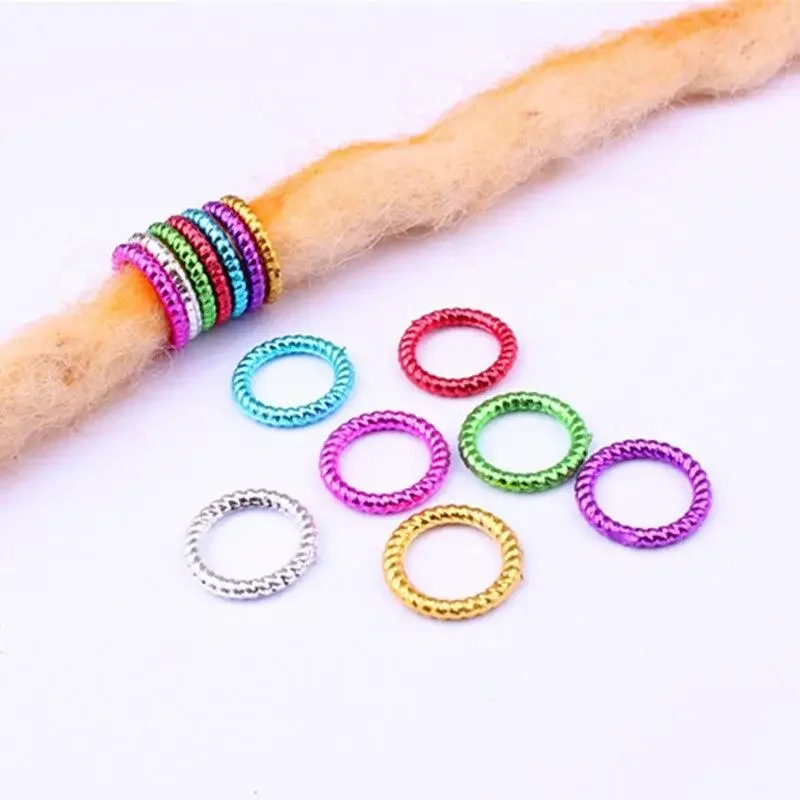 50pcs/set Long Hair Braid Beads Hair Clip Braids Colorful Dreadlock Ring Beads Hair Braider Styling Tool Hairs Accessories