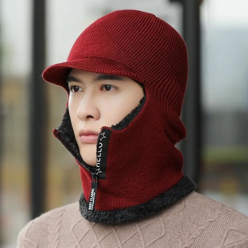 Thickened Ear Protection Hat Men's Winter Warm Hat Scarf Integrated Riding Hat Windproof and Cold One-piece Hat image 5