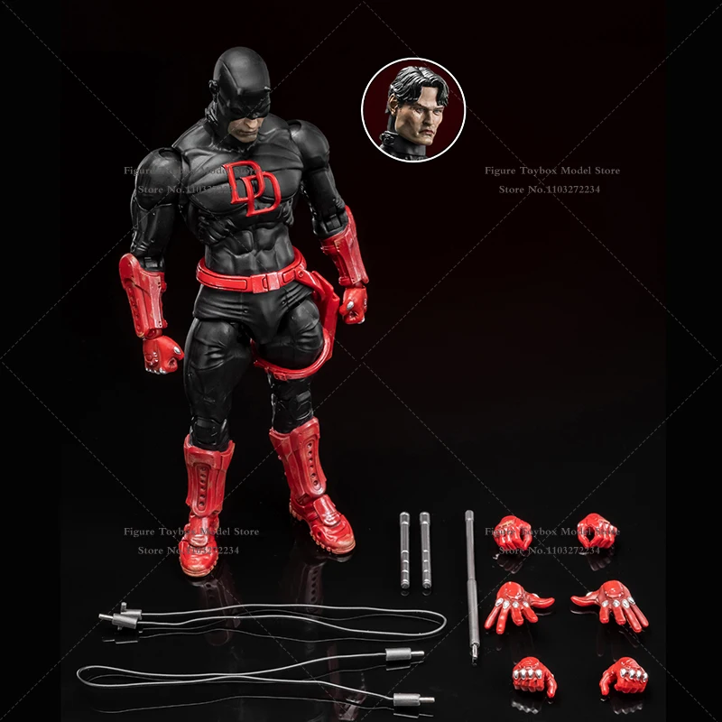 Em estoque escala 1/10 preto vermelho daredevil murdock figura de ação design do corpo móvel 18cm estatueta modelo presentes coleção flftoys