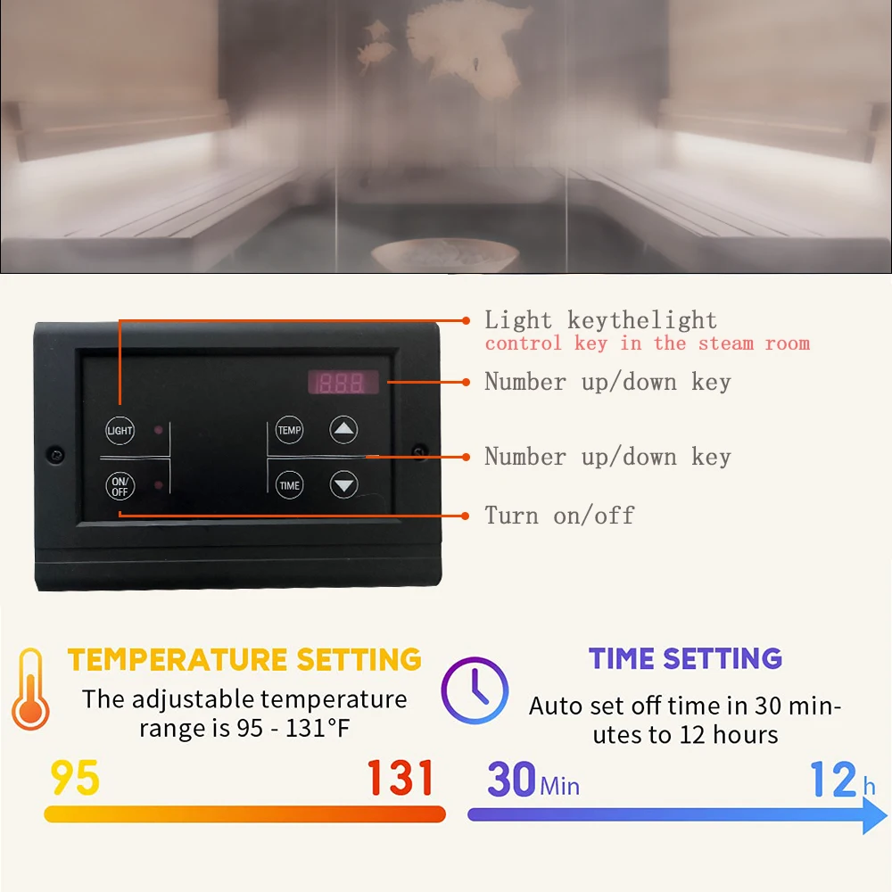 Imagem -02 - Sala Sauna Molhada Equipamento Gerador de Chuveiro a Vapor Smart Home Spa 9kw