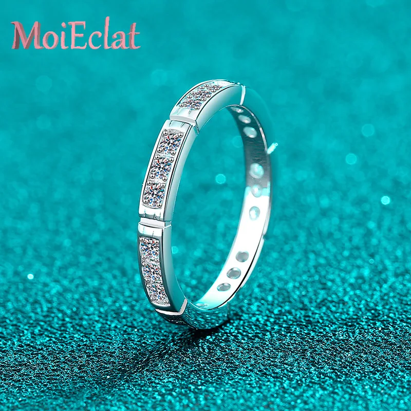 

All Moissanite 0.525ct Shiny Unique Ring Bamboo Knot Pattern Platinum Pt950 Rings Show Your Personality Fine Jewelry for Women