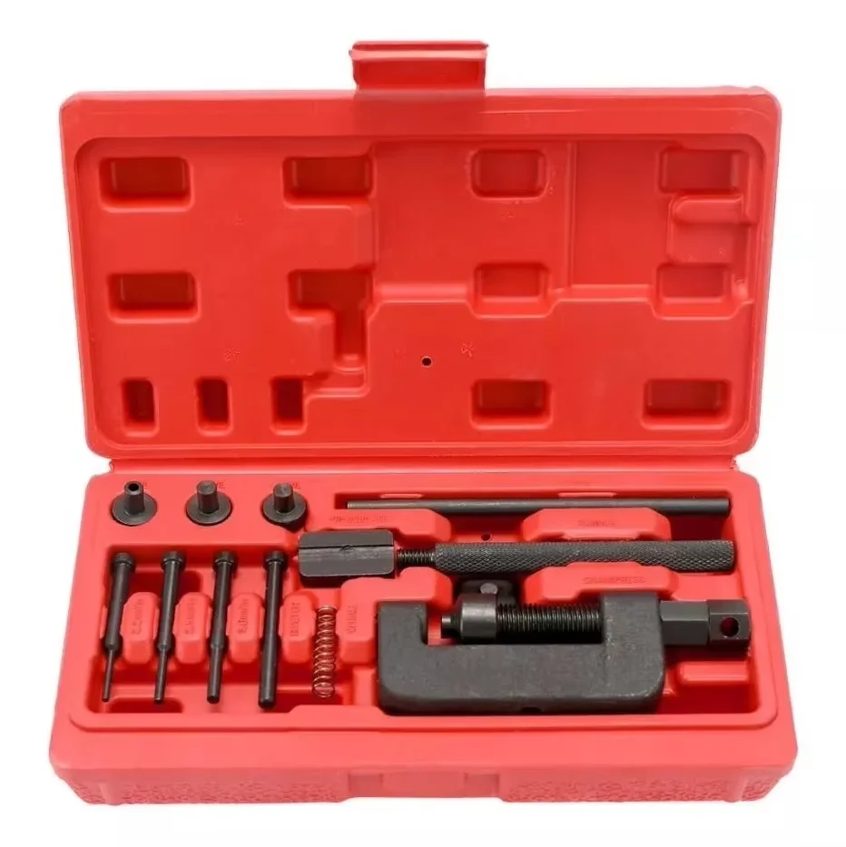 

13PCS Chain Repair Tool Set Motorcycle Chain Splitter Breaker Motorbike Mountainb Riveting Tool Heavy Duty Link O Ring Bicycle