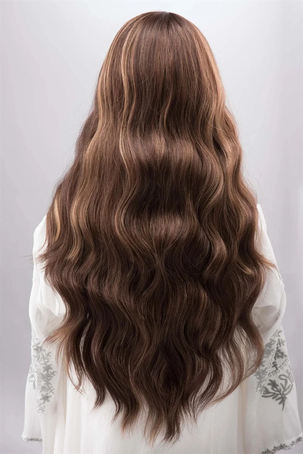 Soft Highlight Brown Wave 24inch 180Density Preplucked 5x5 Silk Base Jewish Human Hair Wig With Baby Hair HD Lace European Hair