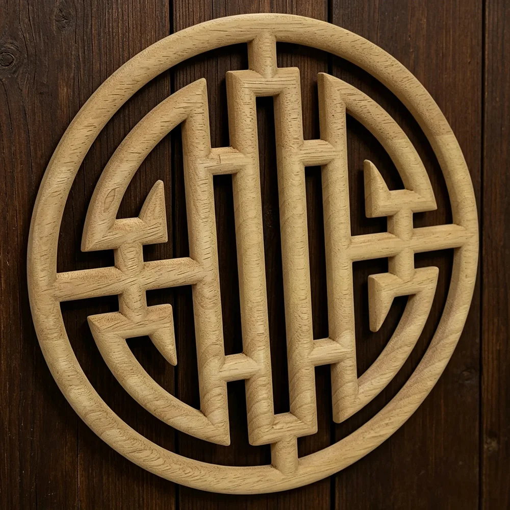 

8-40cm Woodcarving Furniture Decoration Solid Wood Door Round Applique Flower Him Miniature Crafts Figurine Storm Home Decor