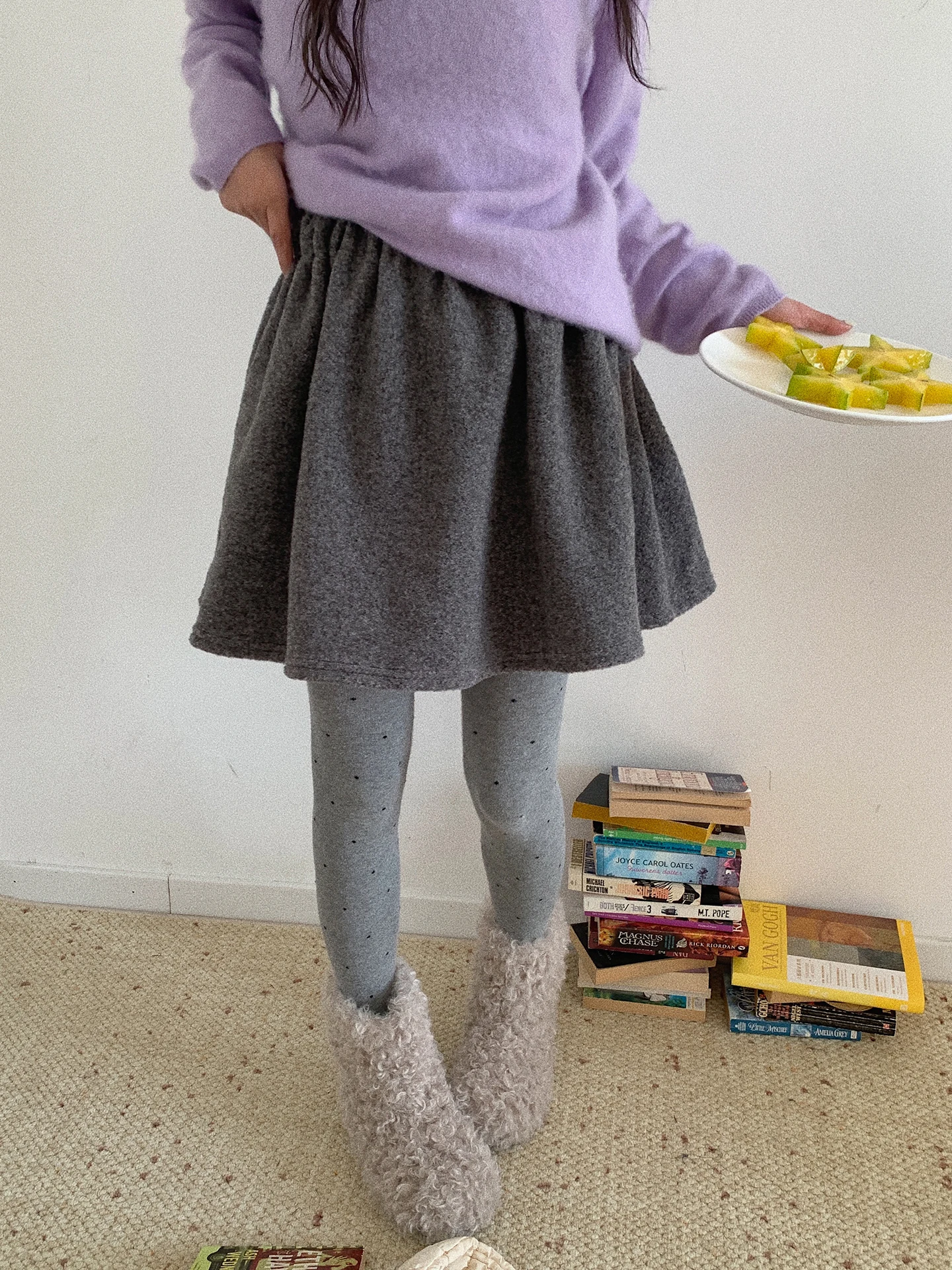 

Soloki Korean Sle Casual Versatile Thi Elastic Waist A-Line Silhouette Meat Concealing ey f-Length ort Skirt