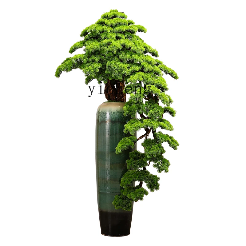 

ZC large-scale simulated welcome pine potted plant floor ornament hotel clubhouse villa decoration