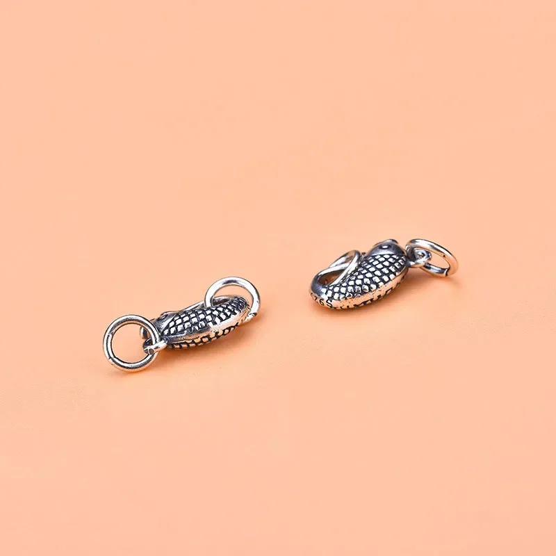 S925 pure silver carp small fish connecting buckle tail buckle bracelet necklace button jewelry hand DIY accessories material ba