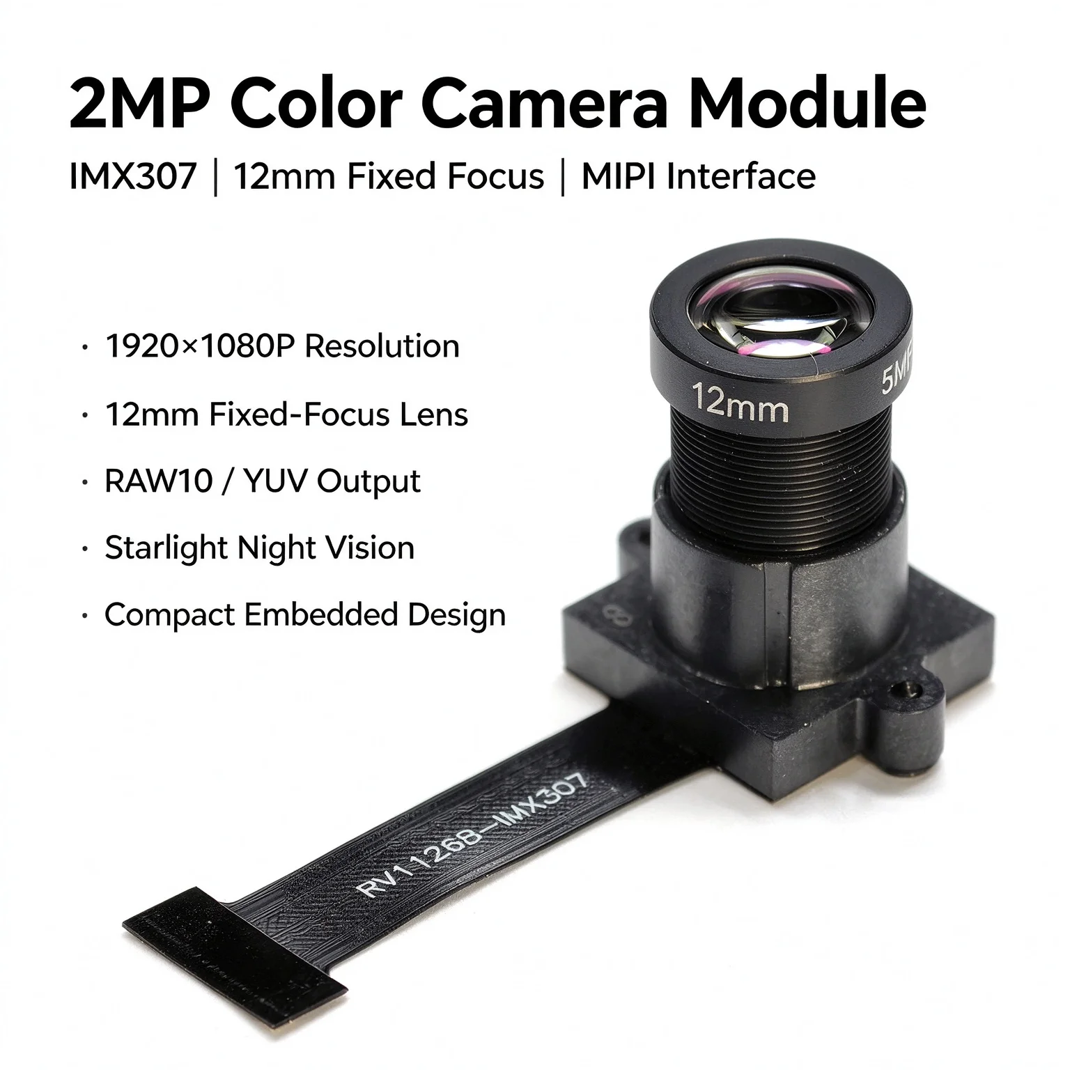 IMX307 Camera Module HD 1080P 2MP MIPI Interface for RK3399 RK3566 RK3588 High Quality