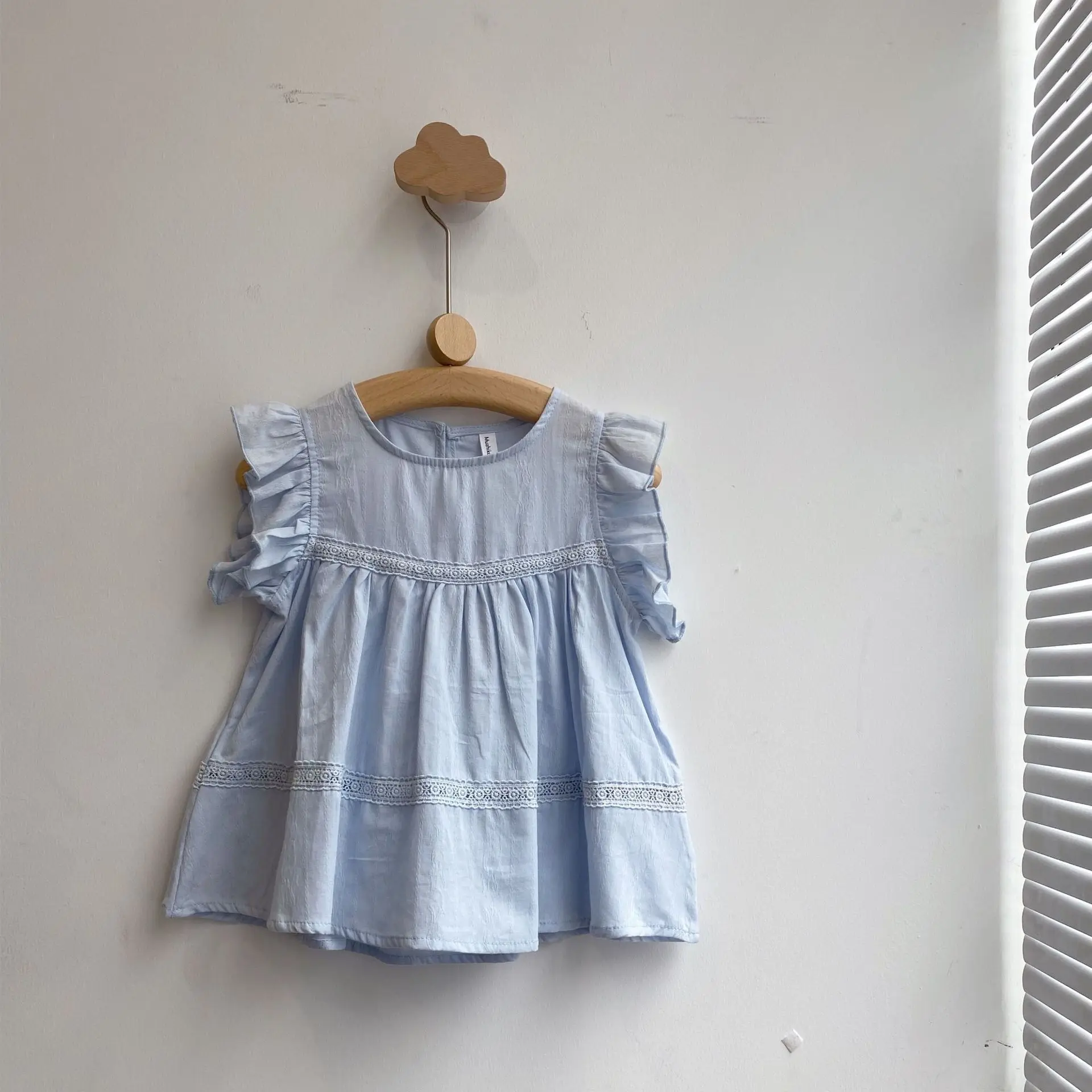 

Girls Shirt Korean Sleeveless Doll Shirt 2024 Summer Baby Girls Rural Style Foreign Style Shirt Small and Medium-sized Children