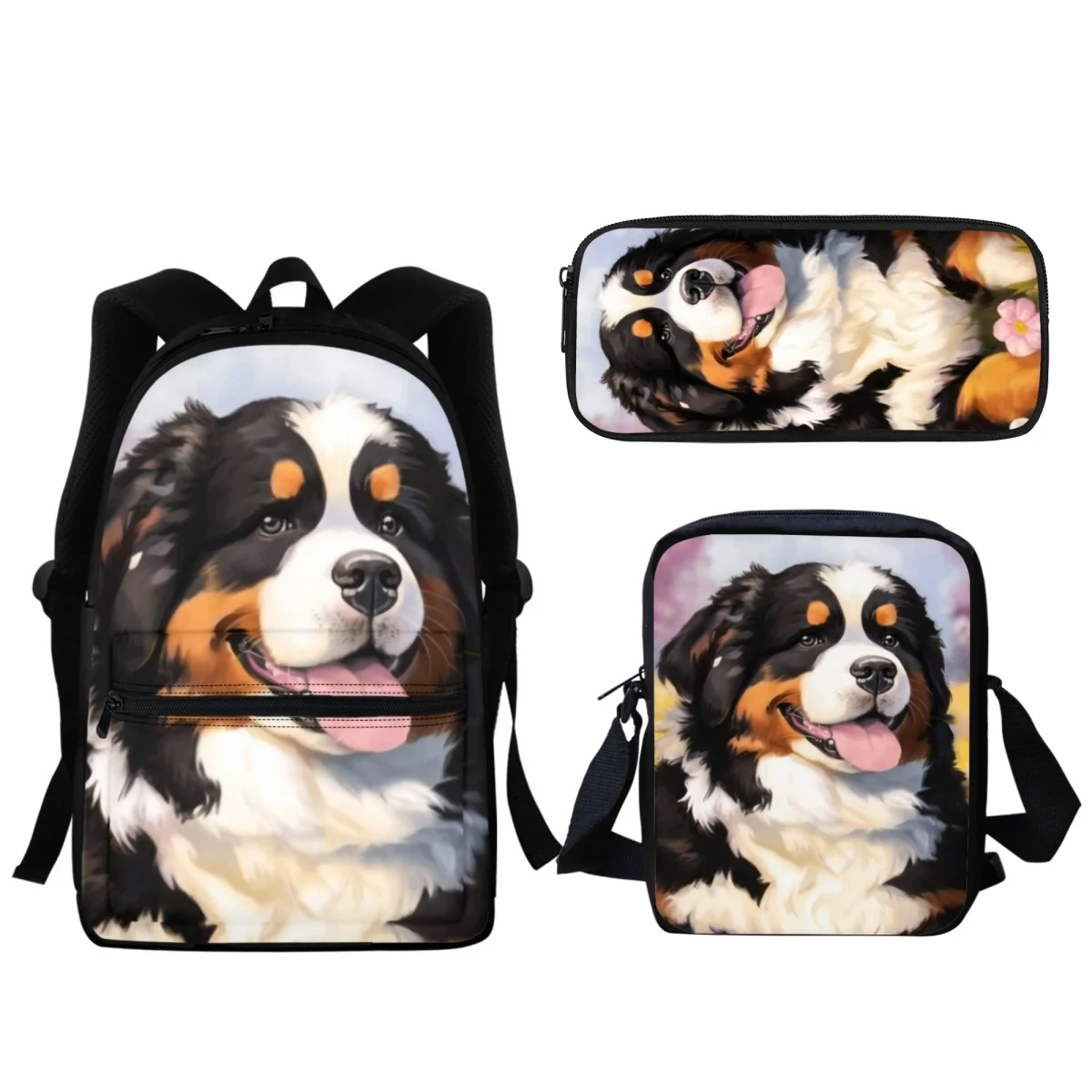 Buldogue francês Art Print Mochila para meninas, saco do portátil de grande capacidade, bonita moda estudante escola saco, senhoras mochila