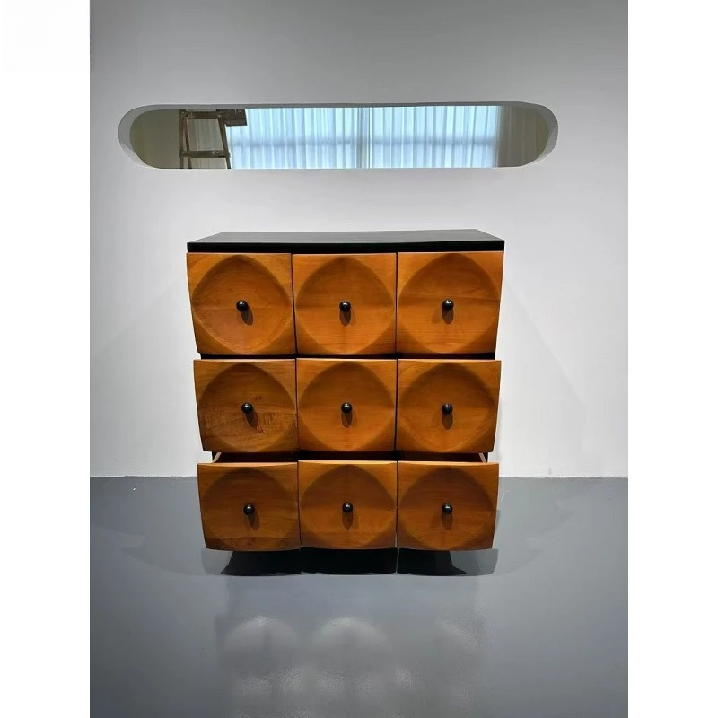 Internet celebrity simple living room bedroom cabinet Chinese style nine-chest of drawers solid wood