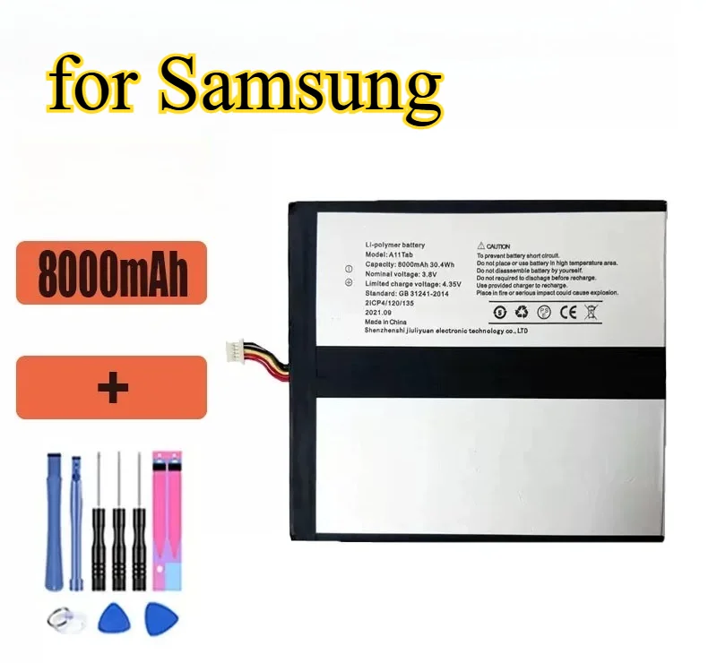 

Сменный аккумулятор большой емкости 8000 мАч A11TAB для планшетов Samsung, перезаряжаемый с схемой защиты, расширенное время использования