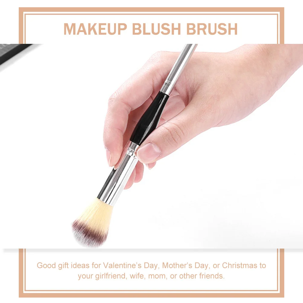 2 pennelli a doppia estremità, manico robusto, impugnatura comoda, perfetti per fondotinta, fard, ombretto, accessori per il trucco