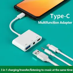 Tablet USB Splitter Headphone Audio Converter OTG Adapter PD Charging Data Transmission Type-C to 3.5m