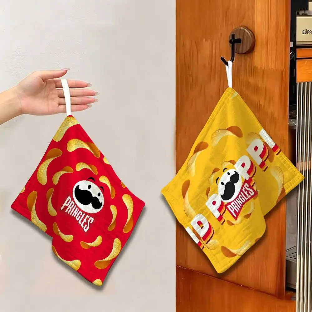 Toalla de limpieza de poliéster y algodón con lazo para colgar, ligera, para uso doméstico y comercial, de la marca de papas fritas P-Pringles