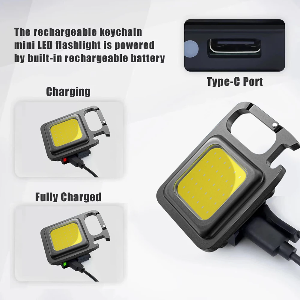 Карманный рабочий фонарик XPE, лм, COB, светодиодный мини-брелок, USB-перезаряжаемый фонарик IPX4, водонепроницаемый, для активного отдыха, кемпинга, походов