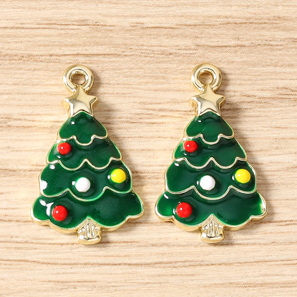 Tusember 5 Stück Emaille-Weihnachtsanhänger mit Weihnachtsmann, Schneeflocke und Schneemann für Weihnachtshalsketten, Ohrringe, Armbänder und Bastelarbeiten – Detail 24