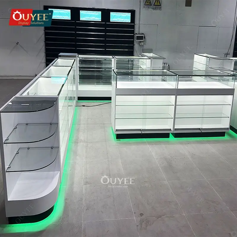 Customized-Display Cabinet Cigarettes Counter Show Display Glass Smoke Shops Supplies Glass Smoke Shop Counter With