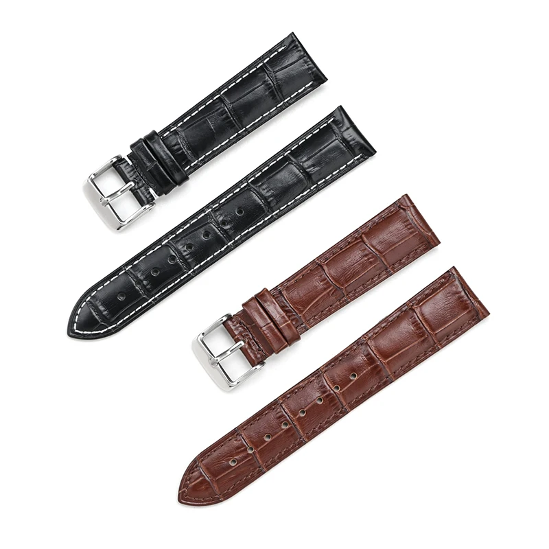 جلد طبيعي WatchBands12/13/14/15/16/17/18/19/20/21/22/23/24 مللي متر حزام ساعة اليد دبوس فولاذي مشبك عالية الجودة حزام المعصم سوار