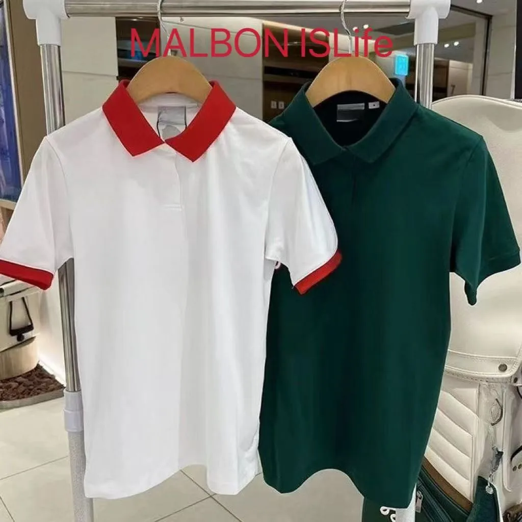 South Korea golf men and women of the same style of golf clothing 2025 summer new logo lapel short sleeve