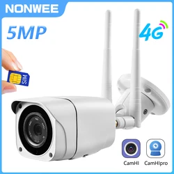 5MP HD 4G Bullet Security Camera: Metal Housing, Outdoor CCTV, IP66 Waterproof, SIM Card Cellular, Camhi pro Compatible
