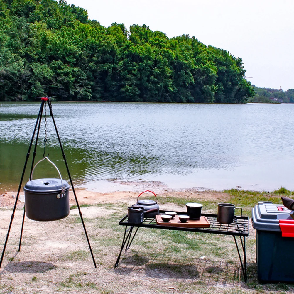 

Portable Pot and Trellis Hanger Camping Tripod Cooking Coat Professional Stand Hanging Rack Aluminum Alloy Outdoor Cookware