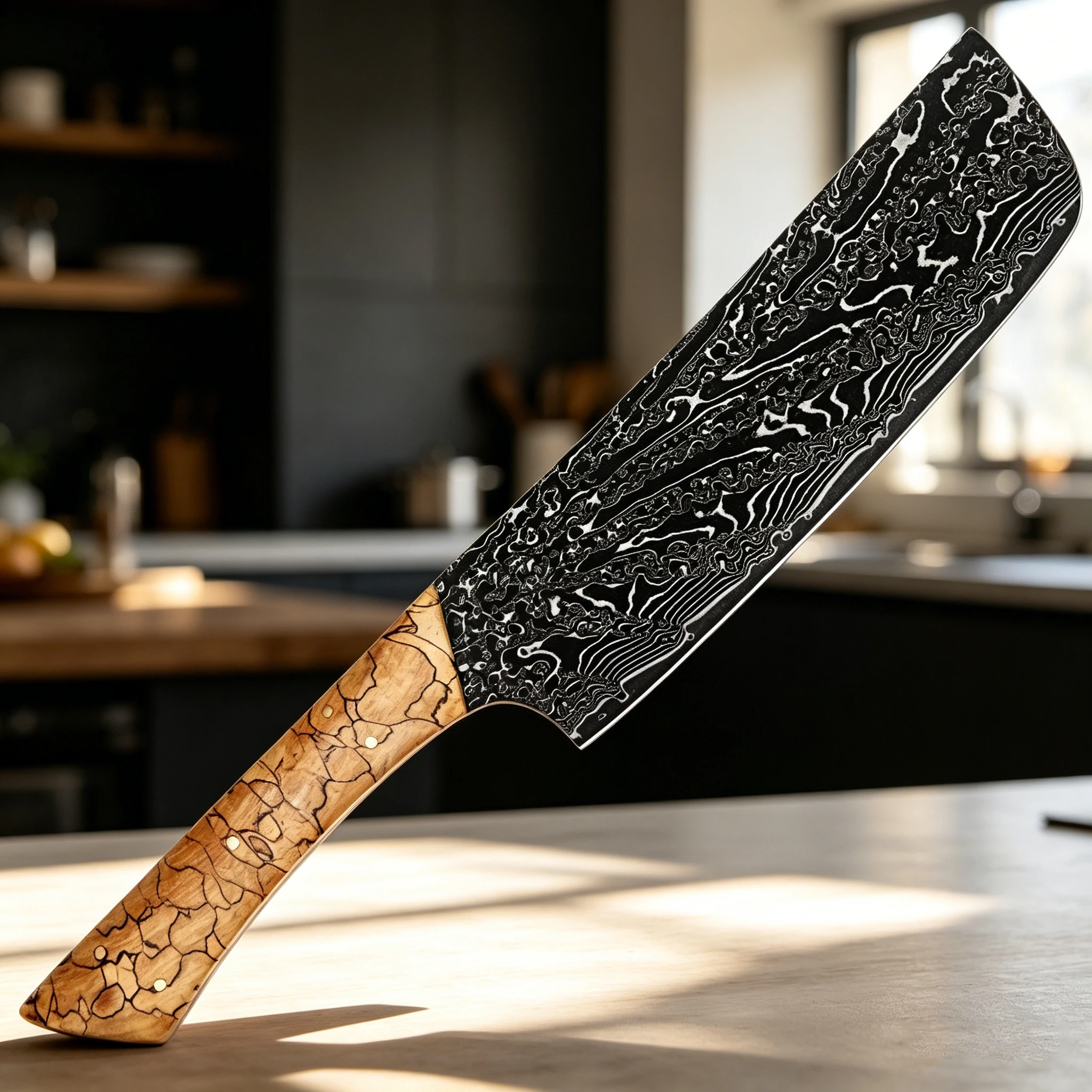 XITUO 7 Zoll Nakiri-Messer Japanisches Küchenmesser, Vollmetall-Scharfes Damaszener Stahlmesser Gemüsemesser mit Gewebtem Holzgriff