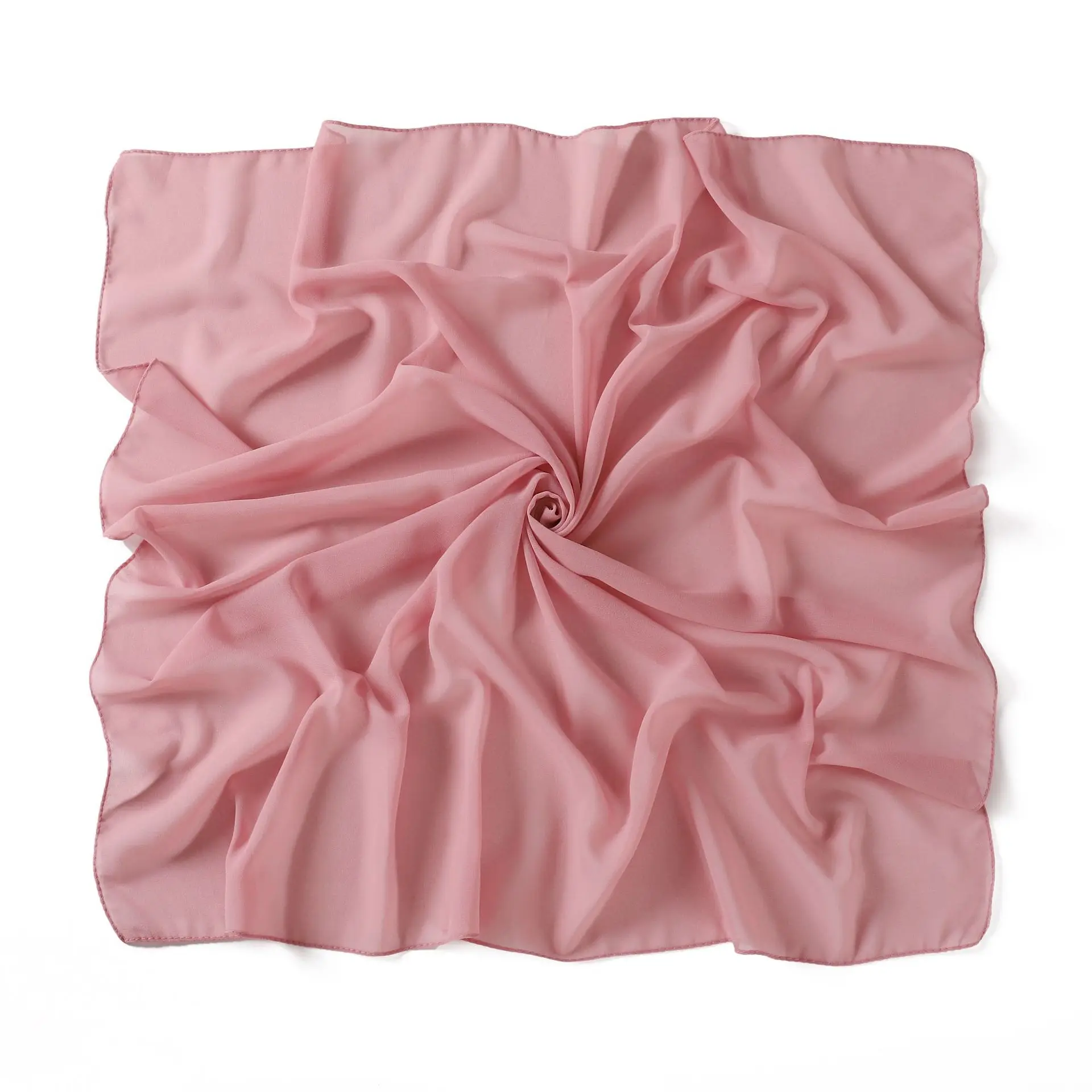 Einfarbig Perle Chiffon Quadrat Schal Moslemisches Hijab Frauen Kopftuch Headwrap Bandanas Stirnband Schal Wrap Schals Turban 90*90 cm