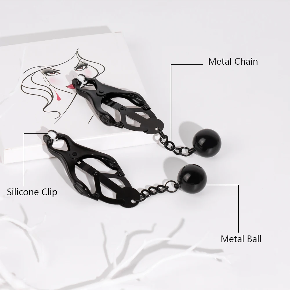 Large Metal Nipple Clamps with Weight Black Color Nipple Clips for Women Adult Sex Toys Women Nipple Jewelry  SM  Restraints